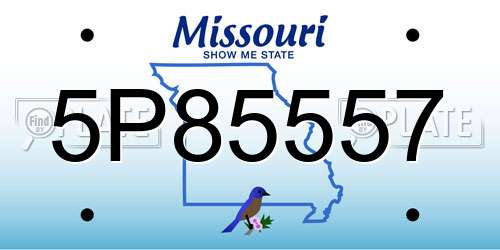 5P85557 Missouri License Plate