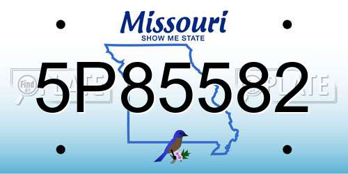 5P85582 Missouri License Plate