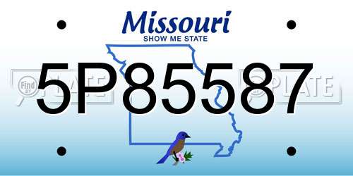 5P85587 Missouri License Plate