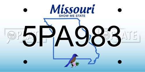 5PA983 Missouri License Plate