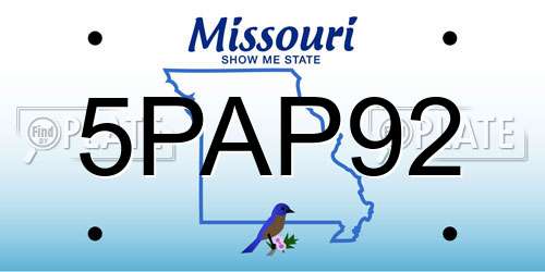 5PAP92 Missouri License Plate