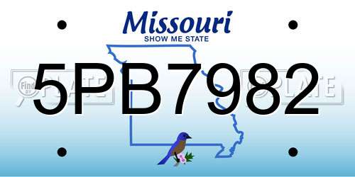 5PB7982 Missouri License Plate