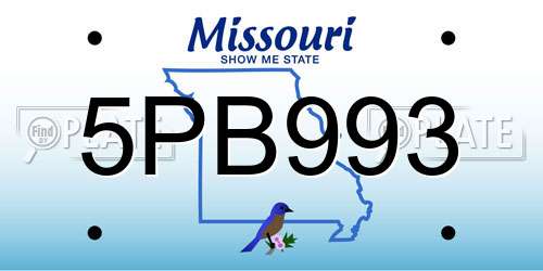 5PB993 Missouri License Plate