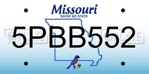 5PBB552 Missouri License Plate