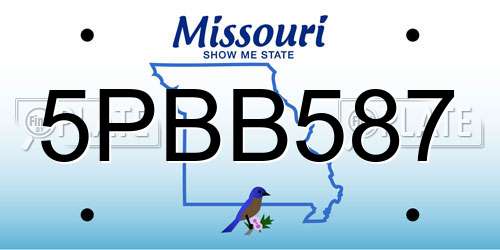 5PBB587 Missouri License Plate