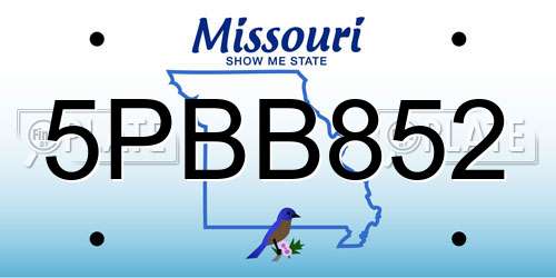 5PBB852 Missouri License Plate