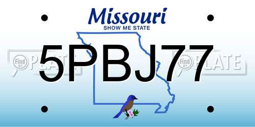 5PBJ77 Missouri License Plate