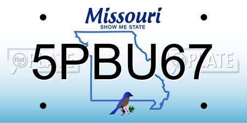 5PBU67 Missouri License Plate