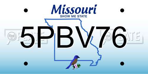 5PBV76 Missouri License Plate