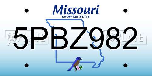 5PBZ982 Missouri License Plate