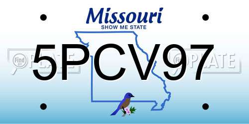 5PCV97 Missouri License Plate