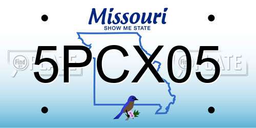 5PCX05 Missouri License Plate