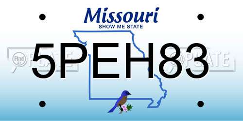 5PEH83 Missouri License Plate