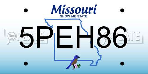 5PEH86 Missouri License Plate