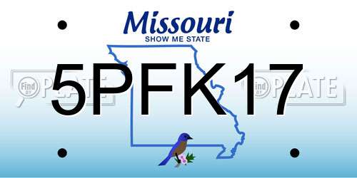 5PFK17 Missouri License Plate