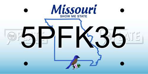 5PFK35 Missouri License Plate