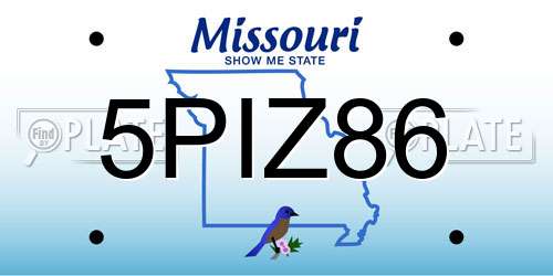5PIZ86 Missouri License Plate