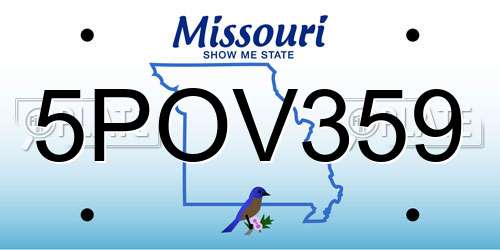 5POV359 Missouri License Plate