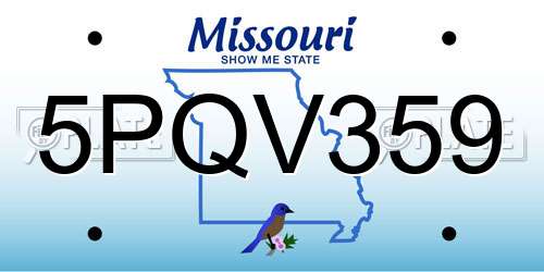 5PQV359 Missouri License Plate
