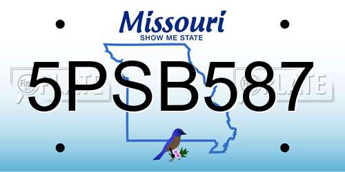 5PSB587 Missouri License Plate