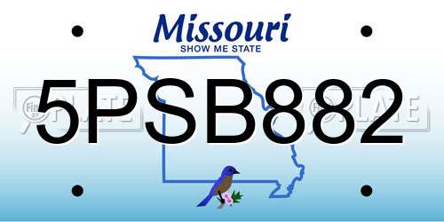 5PSB882 Missouri License Plate