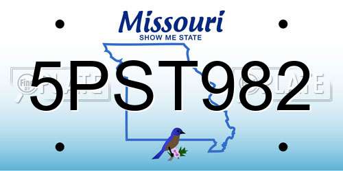 5PST982 Missouri License Plate