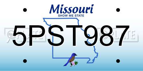 5PST987 Missouri License Plate