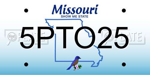 5PTO25 Missouri License Plate