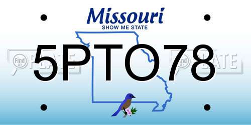 5PTO78 Missouri License Plate