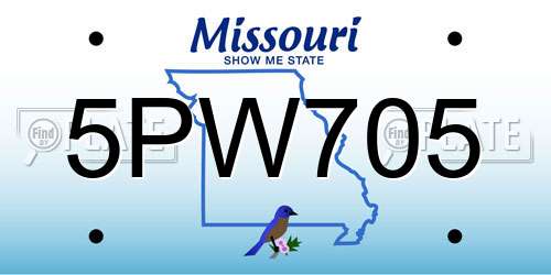 5PW705 Missouri License Plate