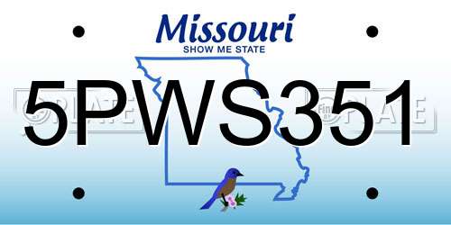 5PWS351 Missouri License Plate