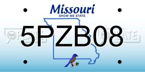 5PZB08 Missouri License Plate