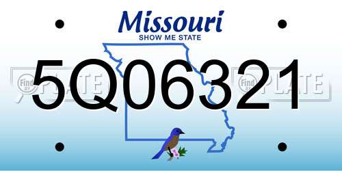 5Q06321 Missouri License Plate