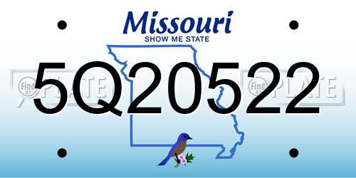 5Q20522 Missouri License Plate