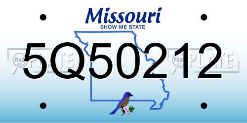 5Q50212 Missouri License Plate