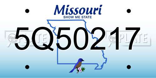 5Q50217 Missouri License Plate