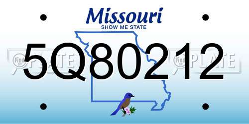 5Q80212 Missouri License Plate