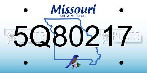 5Q80217 Missouri License Plate