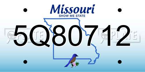 5Q80712 Missouri License Plate