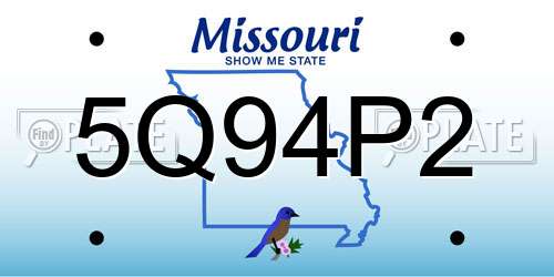 5Q94P2 Missouri License Plate