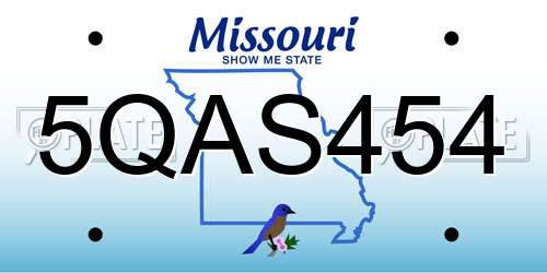 5QAS454 Missouri License Plate