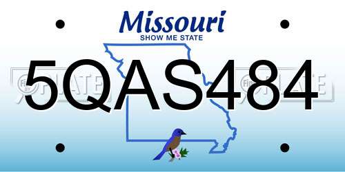 5QAS484 Missouri License Plate