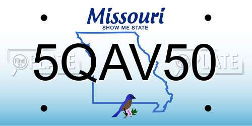 5QAV50 Missouri License Plate