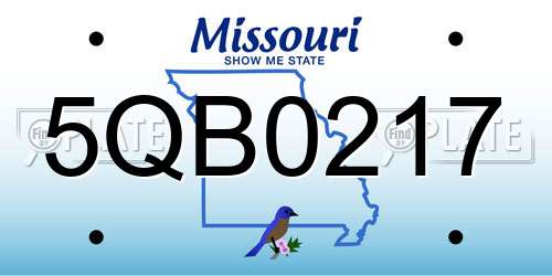 5QB0217 Missouri License Plate