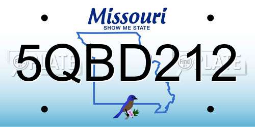 5QBD212 Missouri License Plate