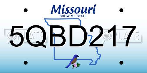 5QBD217 Missouri License Plate