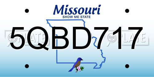 5QBD717 Missouri License Plate