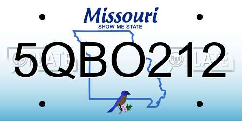 5QBO212 Missouri License Plate