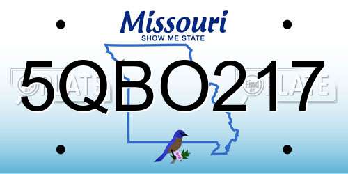 5QBO217 Missouri License Plate