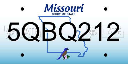 5QBQ212 Missouri License Plate
